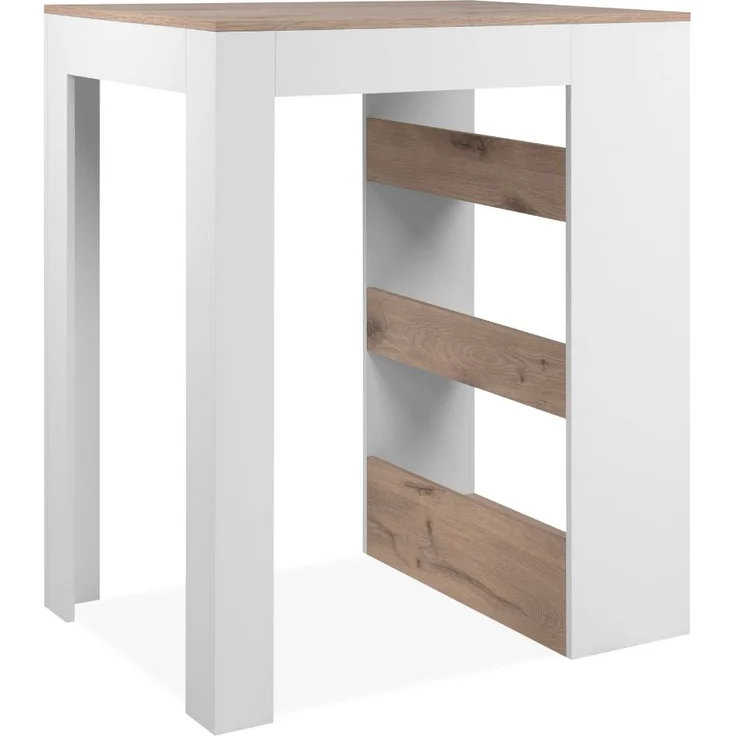 Calicosy 'TAMPA' Esstisch mit 3 Ablagefächern Eiche und Weiß L92cm - Helles Holz – Bild 2
