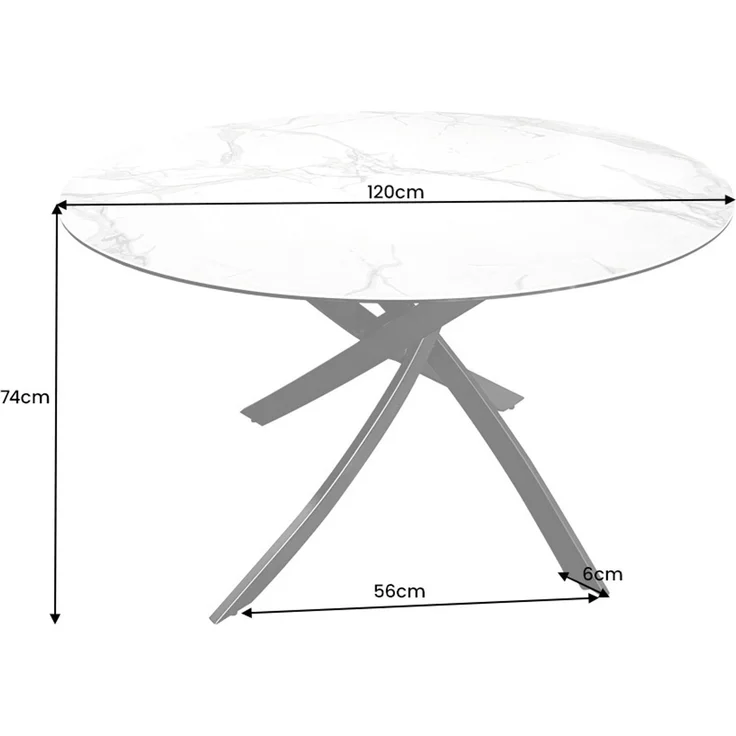 Design Esstisch AMICA 120cm anthrazit Beton-Optik Keramik schwarzes Metall-Gestell – Bild 10