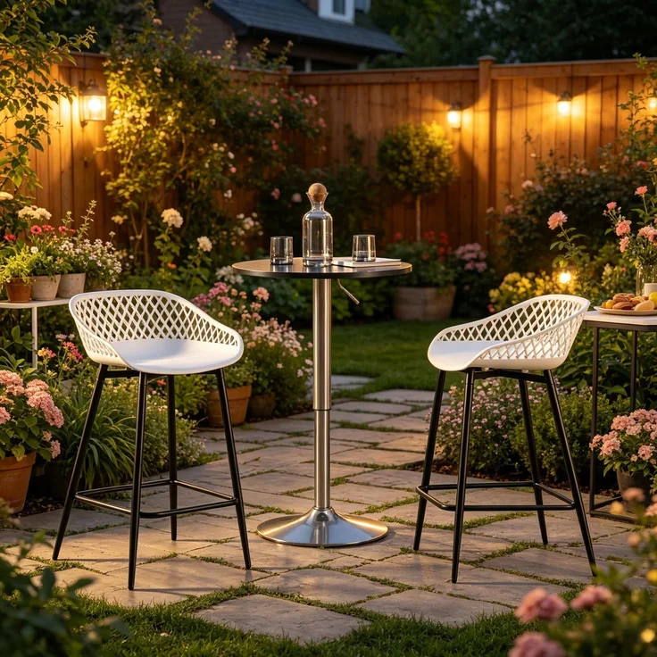 Chic Tischhockel,Barhockel mit Fußlehne,Küchenstuhl,Gartenhohler(nur mit 2Pcs Hocker)--Weiß--48.5x47x84.5cm--YOUDENOVA – Bild 5