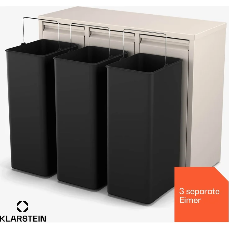 Klarstein Mülleimer Ordnungshüter 3, Mülleimer 3 Fach Treteimer Trash Bin Schwarz – Bild 6
