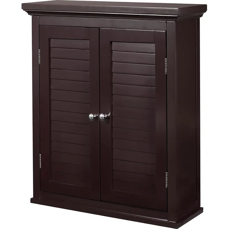 Badschrank Badmöbel Brun Holzschrank Doppeltür Wand Badezimmer Teamson ELG-593