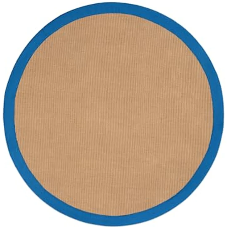 carpetfine Sisalteppich Sisal, rund, Höhe: 5 mm, mit farbiger Bordüre, Anti-Rutsch Rückseite – Bild 2