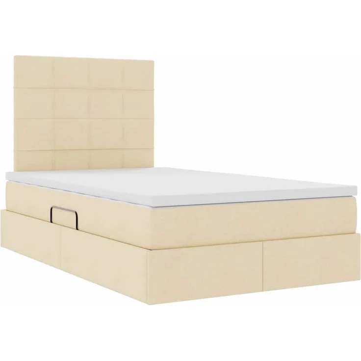vidaXL LED-Speicherbett mit Matratze Creme 120 x 190 cm Stoff 3372406 – Bild 6
