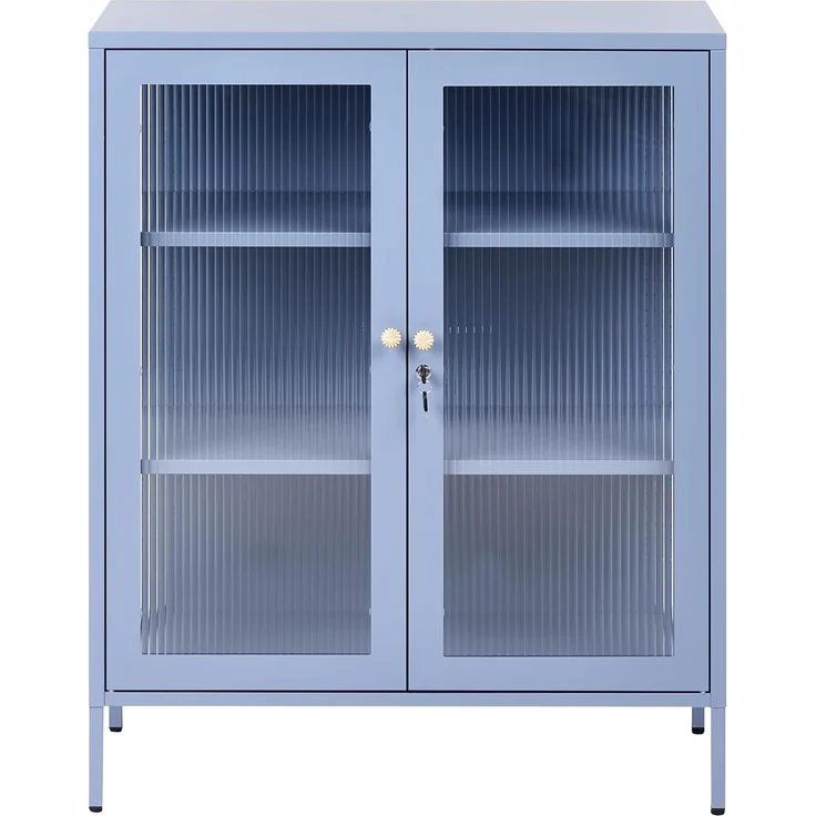 Vitrine mit Glastüren HARLYN 90 cm Metall Blau – Bild 5