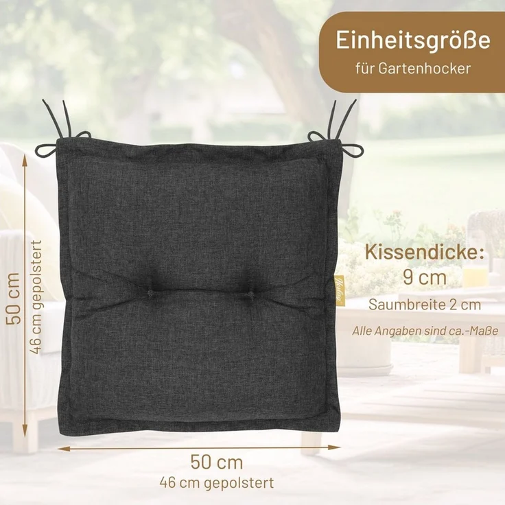 Herlag Hockerauflage Ava, SunGuard - extra dicke Sitzauflage, Anthrazit – Bild 3