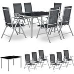 Juskys Aluminium Gartengarnitur Milano Gartenmöbel Set mit Tisch und 6 Stühlen Silber-Grau mit schwarzer Kunstfaser Alu Sitzgruppe Balkonmöbel