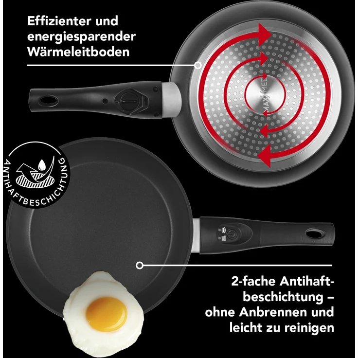 MAXXMEE Aluminium-Pfanne mit LED-Anzeige und Signalton - 24 cm - schwarz – Bild 5
