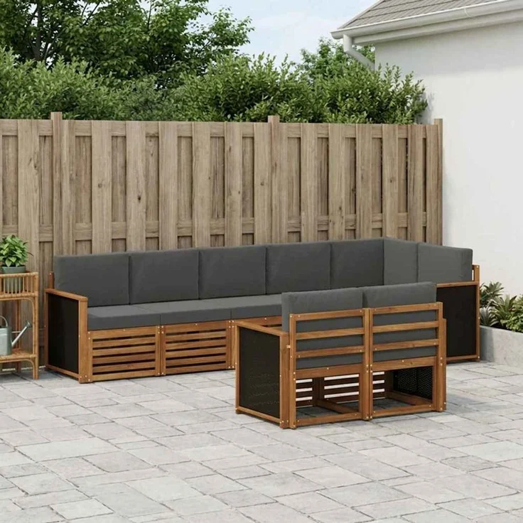 vidaXL Outdoor-Sofagarnitur 7 stk. 8-Sitzer Natur und Anthrazit 3384493 – Bild 1