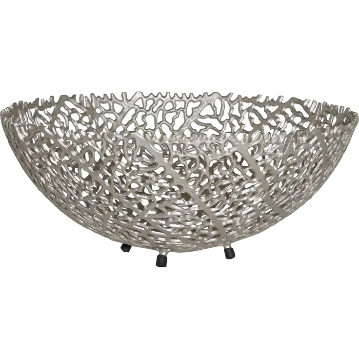 riess-ambiente Dekoschale ABSTRACT LEAF 45cm silber (Einzelartikel, 1 St), Wohnzimmer · Metall · Handarbeit · Modern Design