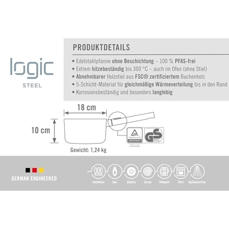 WOLL Milchtopf Logic Steel, Edelstahl 18/10 (1-tlg), 5-Schicht-Aufbau – Bild 7