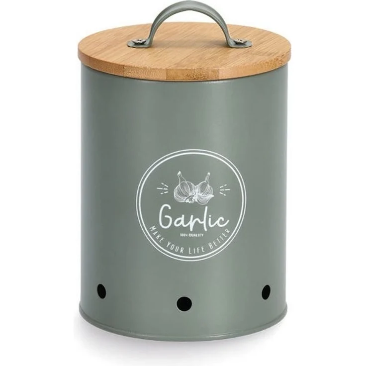 Vorratsdose Garlic, grün mit Bambusdeckel - Ø 11,3cm – Bild 1