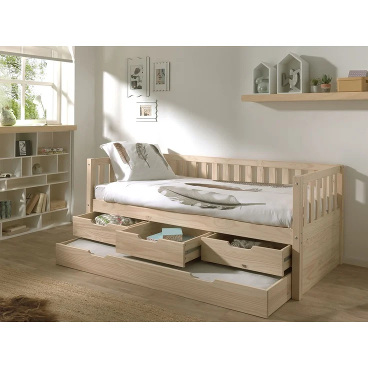 Ausziehbett Karena 211x98x86 Kojenbett Massivholz natur – Bild 5