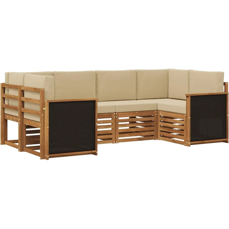 vidaXL Outdoor-Sofagarnitur 6 stk. 6-Sitzer Natur und Beige 3384764 – Bild 2