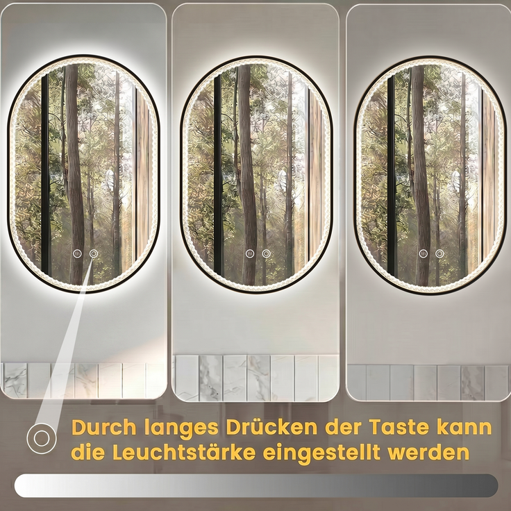 Ovaler Badezimmerspiegel 50×80×4 cm mit LED-Beleuchtung und Antibeschlagfunktion – Bild 2
