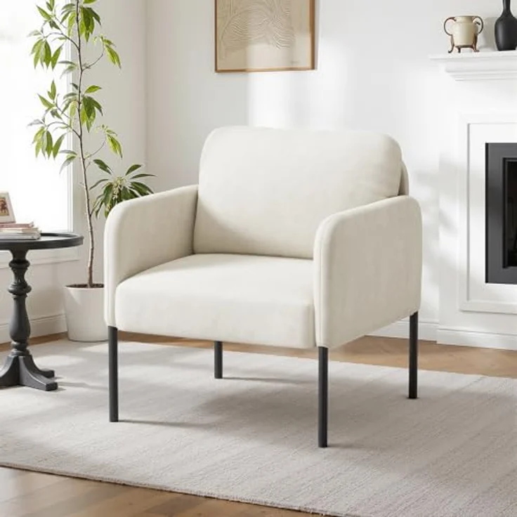COLAMY Gepolsterter Ohrensessel 2er Set aus Samt – Moderner Lounge-Sessel mit weicher Rückenlehne, Komfortabler Sessel für Wohnzimmer, Schlafzimmer, Apartment & Leseecke, Beige – Bild 8