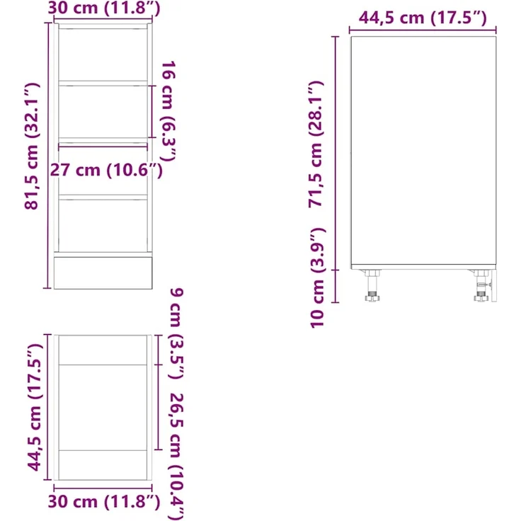 vidaXL Unterschrank Riga Betongrau 30x44,5x81,5 cm Holzwerkstoff 854196 – Bild 8