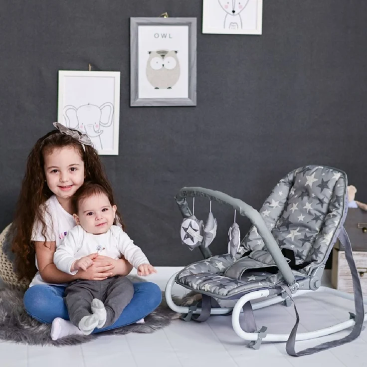 Lorelli Babywippe Eliza Spielbogen, verstellbar, Tragegriffe, Schwingeffekt beige weiß – Bild 5