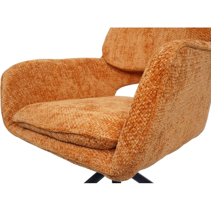 2er-Set Esszimmerstuhl HWC-N74, Küchenstuhl, drehbar Auto-Return, Stoff Chenille (490g/m²) ~ ocker-gelb – Bild 6