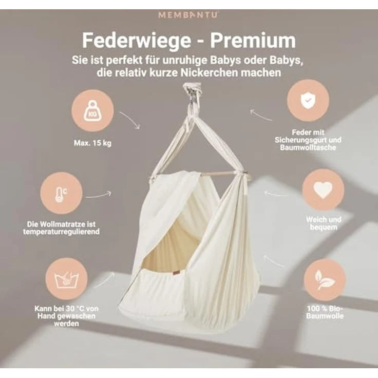 Membantu Premium Set inkl. Ständer und Federwiegenmotor LeeLoo02 Natur – Bild 2
