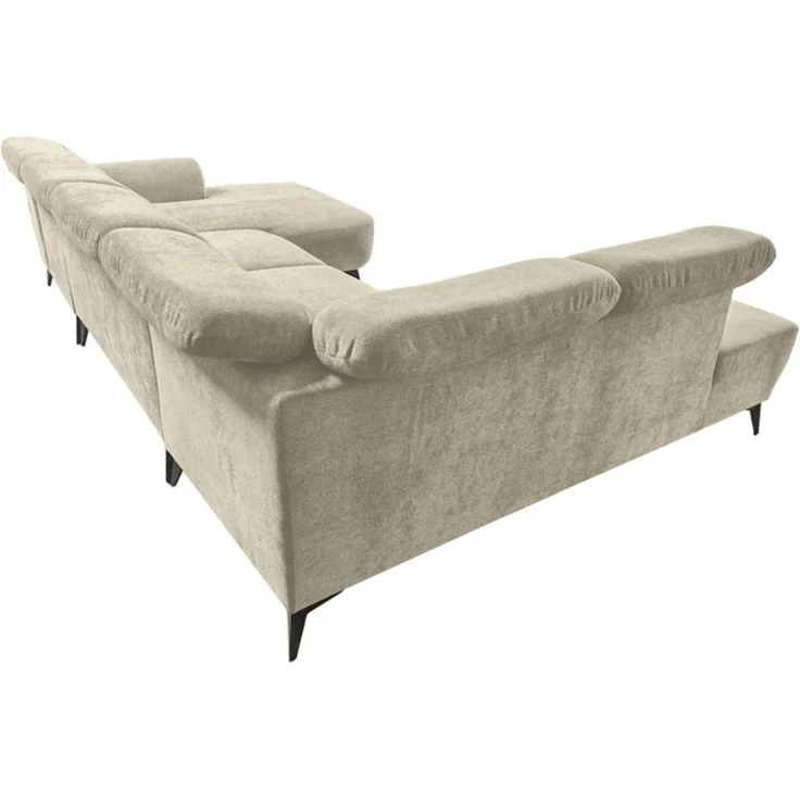 Wohnlandschaft Sofa U-Form ALETTE in Stoff Doha Hellbraun Lange Schenkel Links – Bild 3