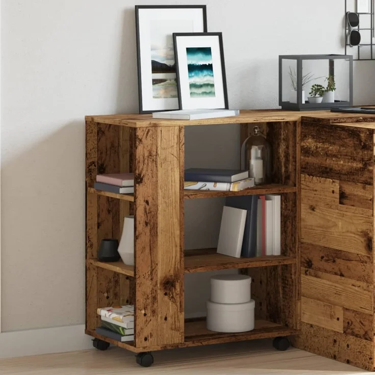 vidaXL Rollcontainer Altholz-Optik 60x35x75 cm Holzwerkstoff 856656 – Bild 3