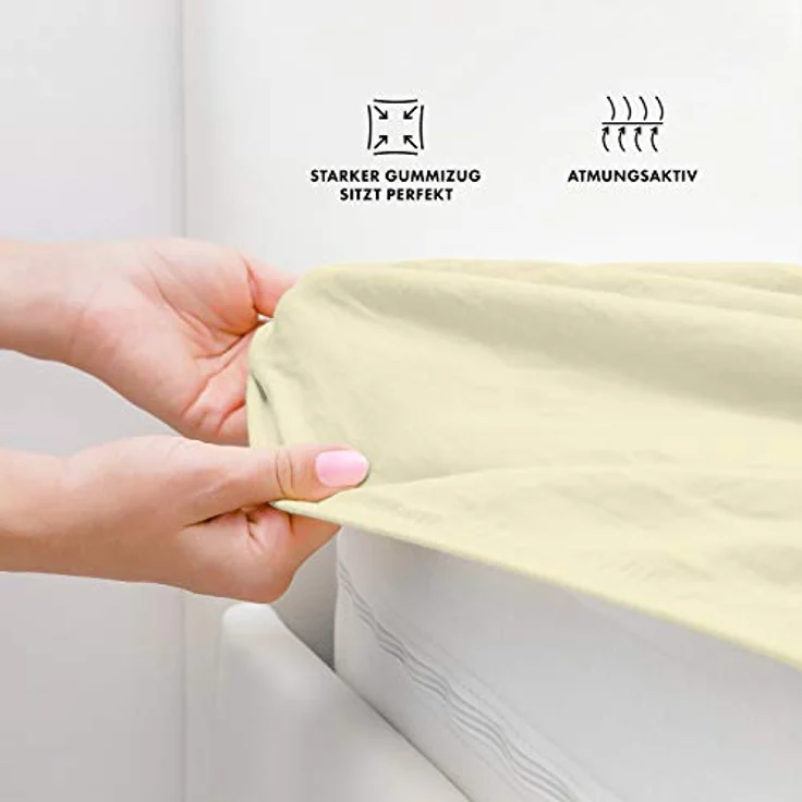Jacobson Laken to GO Spannbettlaken Jersey Spannbetttücher Bettlaken 50% Baumwolle 50% Polyester (140x200-160x200 cm 1er Set, Natur) – Bild 4