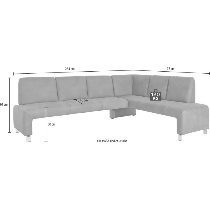 exxpo - sofa fashion Eckbank Intenso, modern, 263/198 cm (B/T), hohe Bodenfreiheit, frei im Raum stellbar, hoher Sitzkomfort – Bild 2
