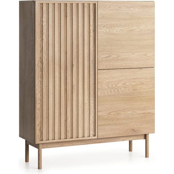 Beautysofa Kommode SAPPORO im Japandi-Stil (Push-to-Open-Funktion, mit 3 Türen), Lamellenfront – Bild 5