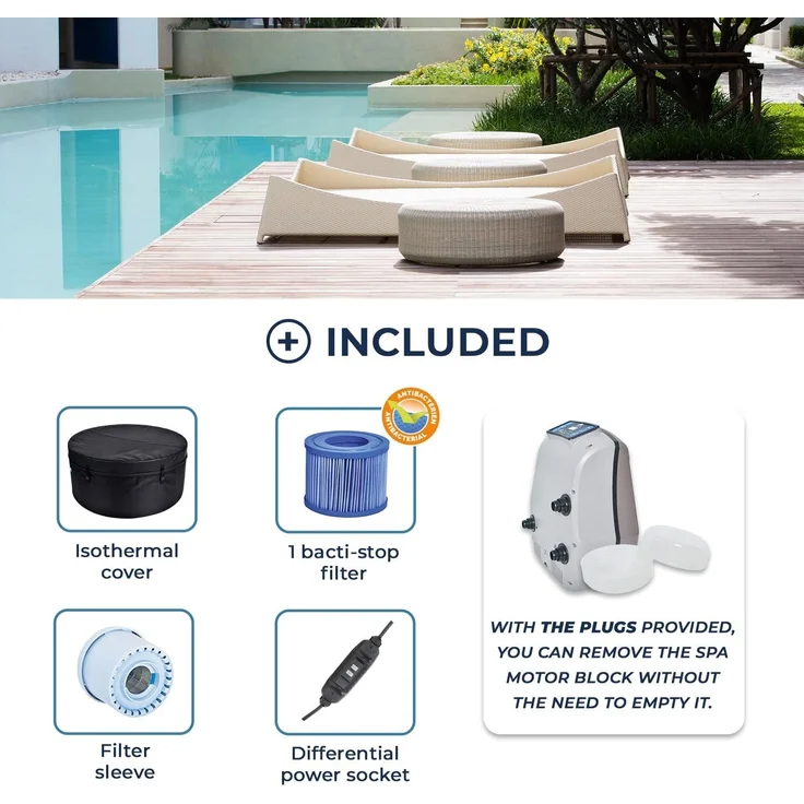 NetSpa Vita Whirlpool halbstarr rund für 4 Personen Ø 156 x 73 cm inkl. Umrandung mit 5 teiliges Mob – Bild 3