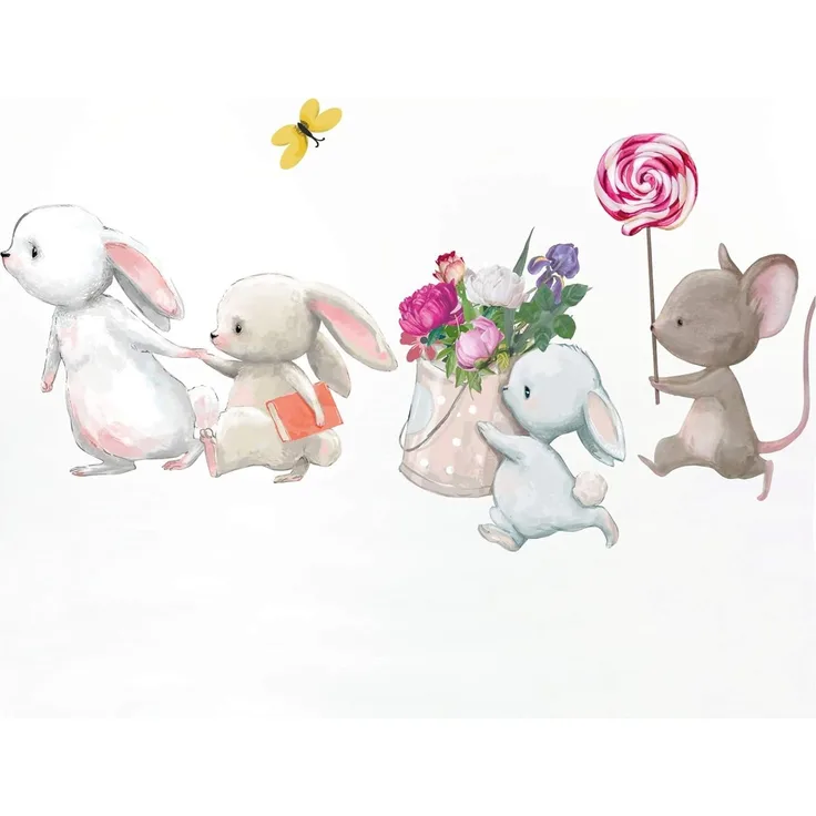 Little Deco 'Hasen Blumen Maus' Aufkleber