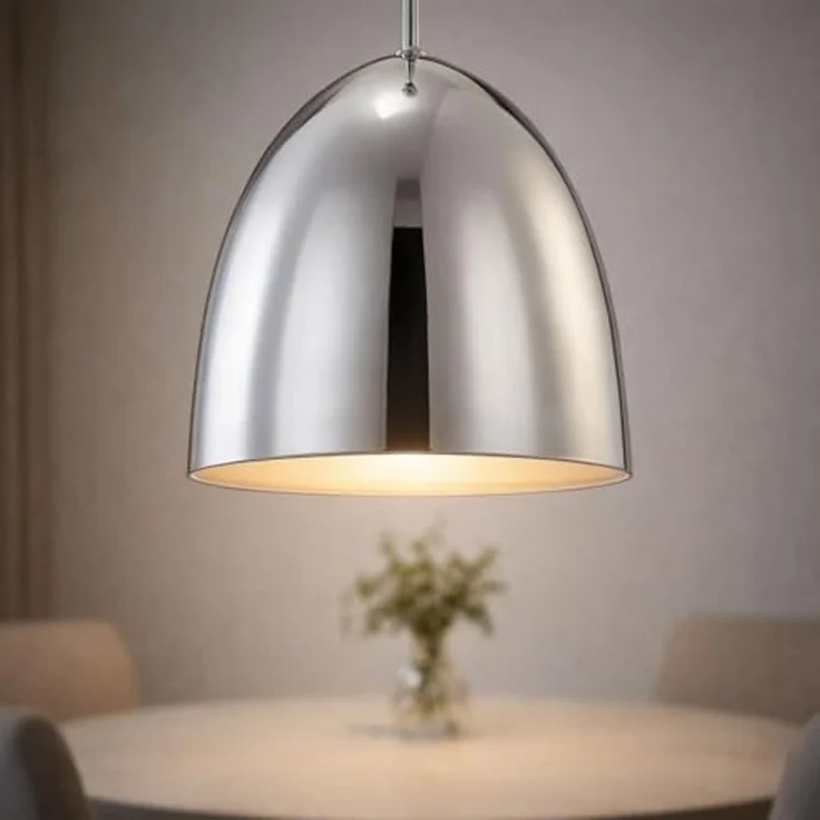 LED Pendelleuchte, Aluminium Chrom, silber, H 132 cm – Bild 2