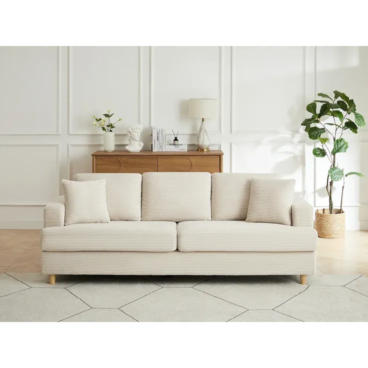 Vente-unique - YOCABA Sofa Samt Beige - B 79 cm x H 86 cm x L 216 cm – Bild 6