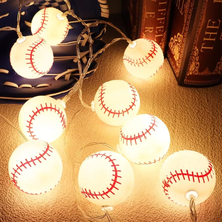 ABC LED-Lichterkette im Baseball-Design, batteriebetrieben, 2 m, 10 LED