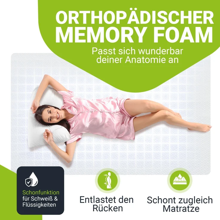 Juskys orthopädischer Topper 140 x 200 cm – 7 Zonen Matratzenschoner aus Memoryschaum – Matratzenauflage 7 cm dick H2 bis H3 für Boxspringbett – Bild 2