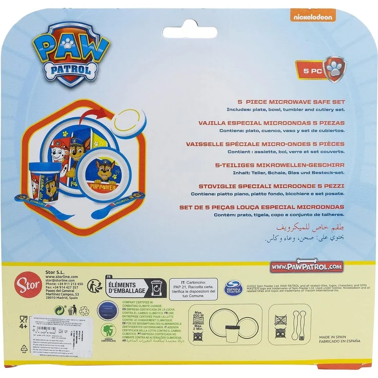 Paw Patrol Kindergeschirr Set 5-teilig Rutschfestes Ess-Set mit Teller, Schüssel, Becher & Besteck – Bild 3