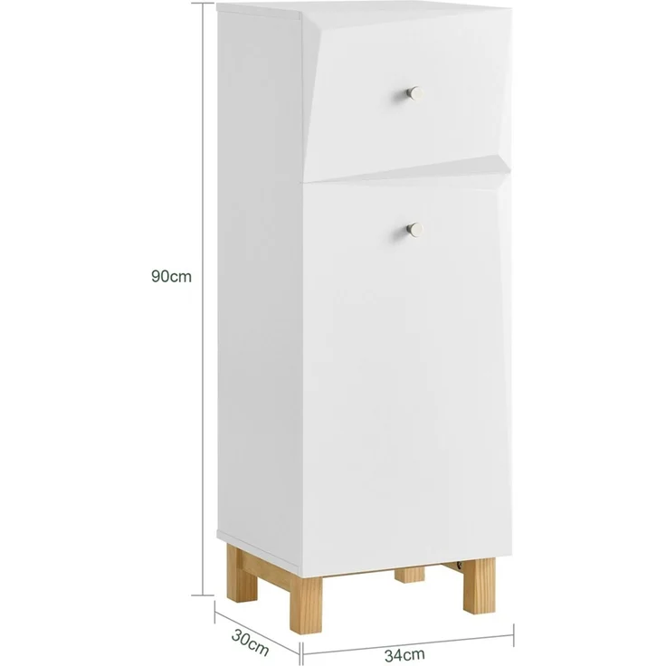 SoBuy BZR93-W Wäscheschrank, MDF, Lackiert, Weiß, 34 x 90 x 30 cm – Bild 3