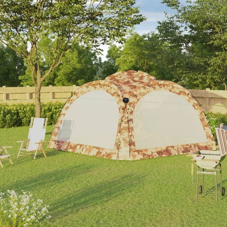 Partyzelt, Gartenzelt mit LED und 4 Seitenwänden 3,6x3,6x2,3 m Tarnfarben – Bild 3