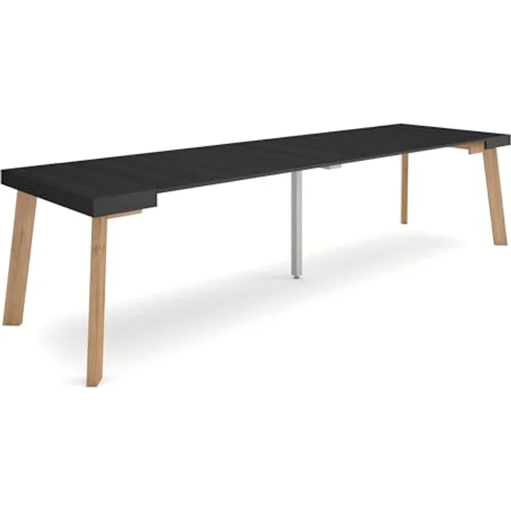 Skraut Home | Ausziehbarertisch | Multifunktionaler ausziehbarer | 300 | Für 14 Gäste | Hölzerne Beine | Moderner Stil | Schwarz – Bild 1