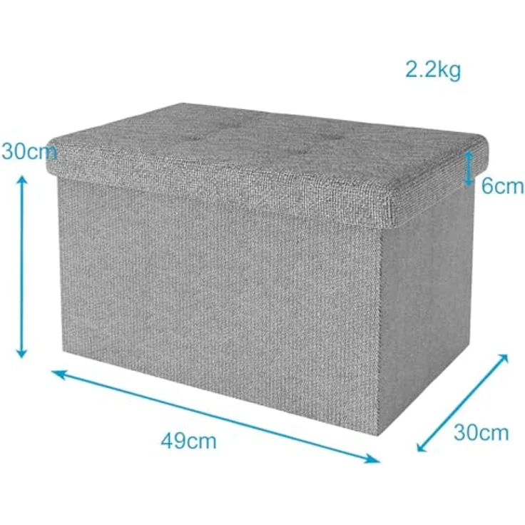 Intirilife Sitzhocker (Sitzwürfel mit Stauraum 49x30x30 cm in FELS GRAU - Fußablage, 1 St), Faltbare Sitzbank - aus Stoff mit Mulden - Aufbewahrungsbox Truhe – Bild 4