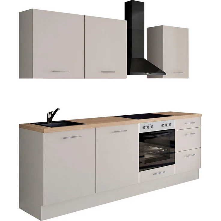 Impuls Küchenleerblock IP 3150, Magnolie, Metall, 230 cm, 3 Schubladen, vormontierter Korpus, Made in Germany, Pefc