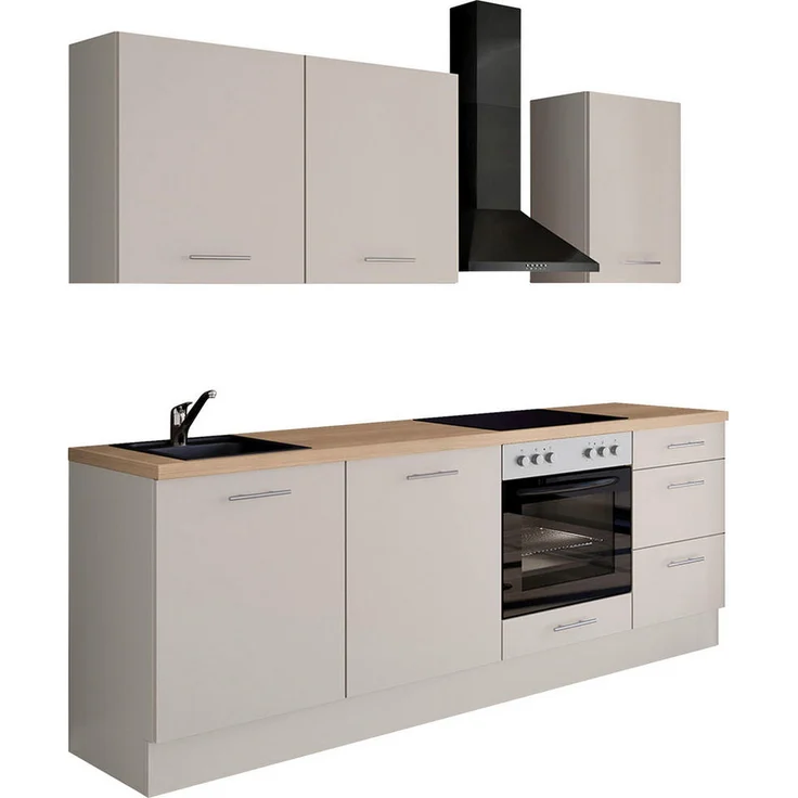 Impuls Küchenleerblock IP 3150, Magnolie, Metall, 230 cm, 3 Schubladen, vormontierter Korpus, Made in Germany, Pefc