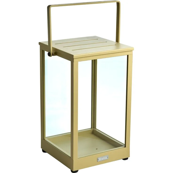 Windlicht Belfort aus Aluminium und Glas, modern, in Lemon Gelb, großes Design, Brafab