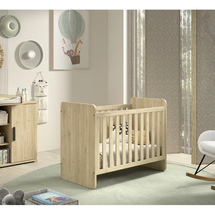 VIPACK 'Sam' Babybett, Spanplatte Eiche Melamin Dekor natur, 60 x 120 cm – Bild 2