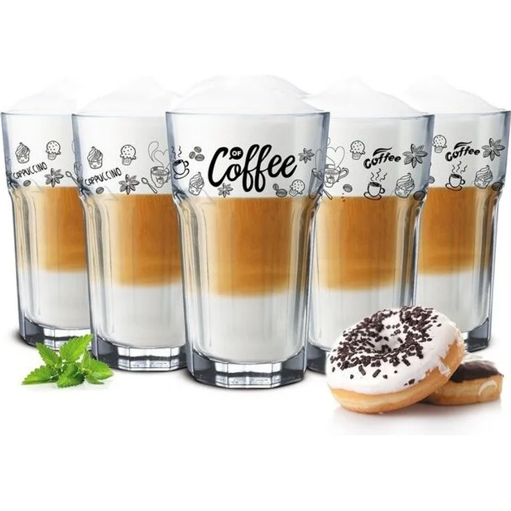 6 Kaffeegläser 300ml Latte Macchiato Gläser Teeggläser Cocktailgläser Caipirinha – Bild 4