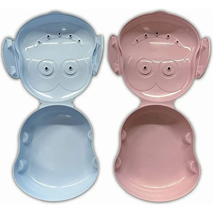 HAC24 Lunchbox Kinder Brotdose Brotbox Frühstücksbox Vesperbox Vesperdose, Kunststoff, (2-tlg), Affenkopf Design mit Klick Verschluss – Bild 2