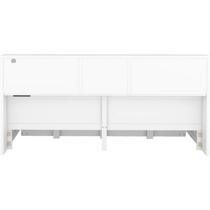 CHICFURN Bett aus Spanplatte und MDF Weiß 140x200 cm mit Ausziehbett, LED-Beleuchtung und USB-Anschlüssen – Bild 9