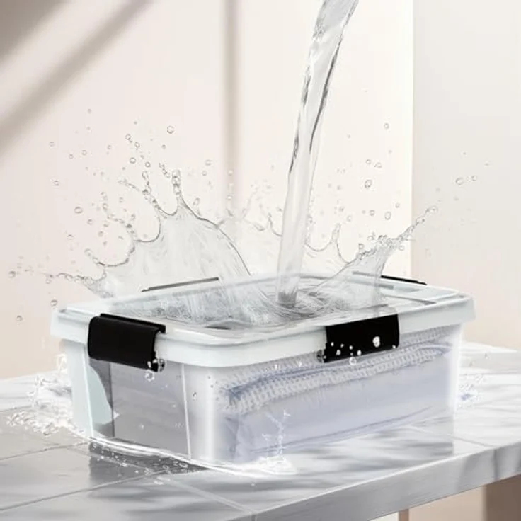 Iris Ohyama Luftdichte Kunststoff-Aufbewahrungsboxen mit Deckel, 10L, 3er-Set, Transparent, Hermetischer wasserdichter Verschluss, Robuste Schnappverschlüsse, Stapelbar, Staubschutz, BPA-frei, AT-S – Bild 5