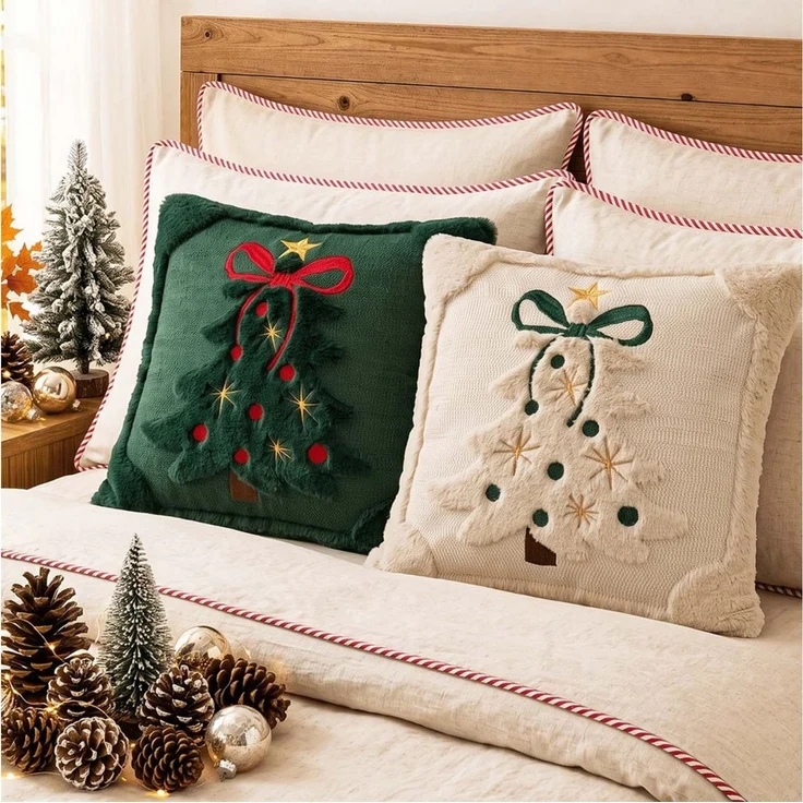 Bomiclss Kissenbezug 2er-Set Weihnachtsdeko Kissenbezug 45x45 cm, (2 Stück) – Bild 3