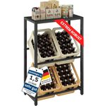 STEELSØN 'Macondo' Getränkekistenregal, Metall, schwarz, 115x75x33 cm, Getränkeregal für 4 Kisten, mit Ablagefach