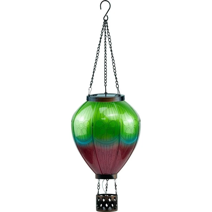Northpoint LED Gartenleuchte Solar Laterne Heißluftballon Windlicht Außenbereich Grün Lila XL – Bild 5